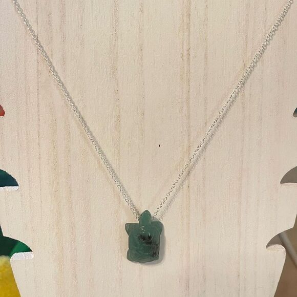 Turtle necklace green aventurine tortoise silver plated 18” NEW handmade - Picture 4 of 12